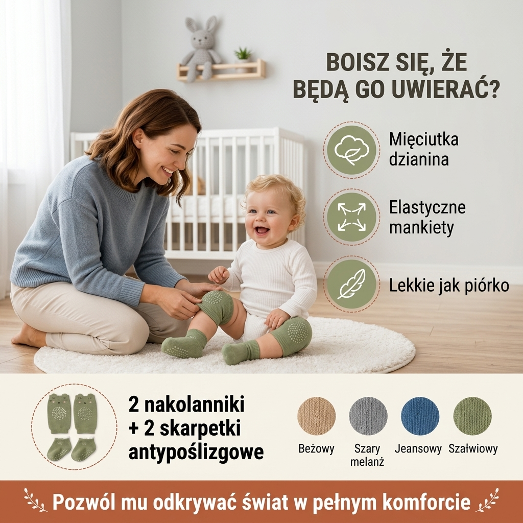Zestaw do raczkowania – nakolanniki + skarpetki antypoślizgowe